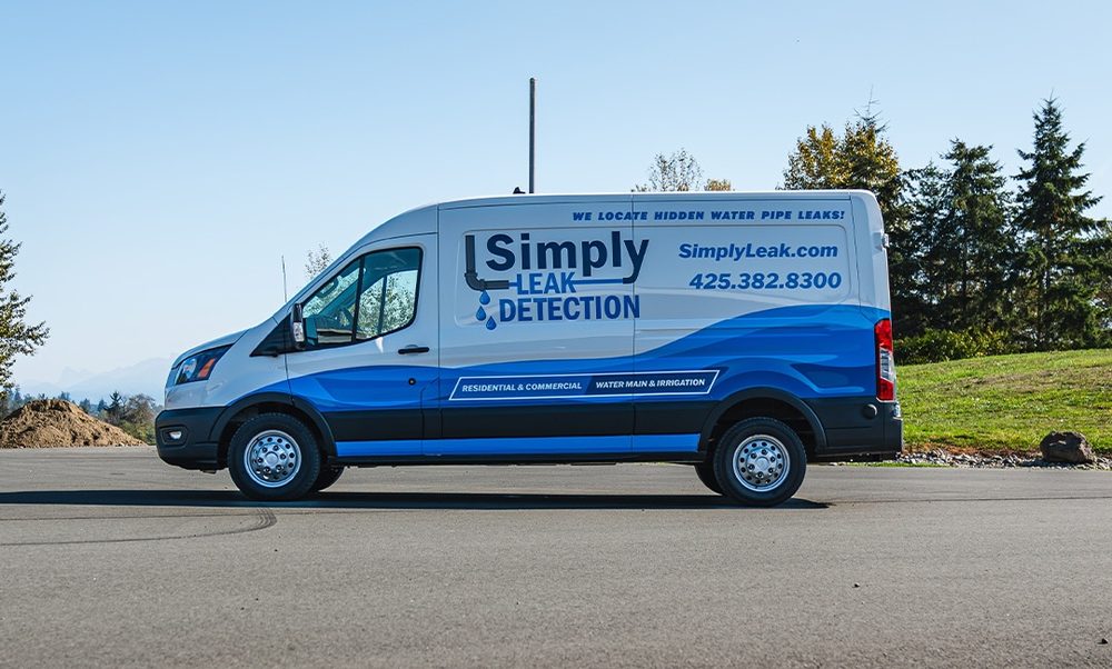 Simply Leak Detection service van — we locate hidden water pipe leaks across Greater Seattle